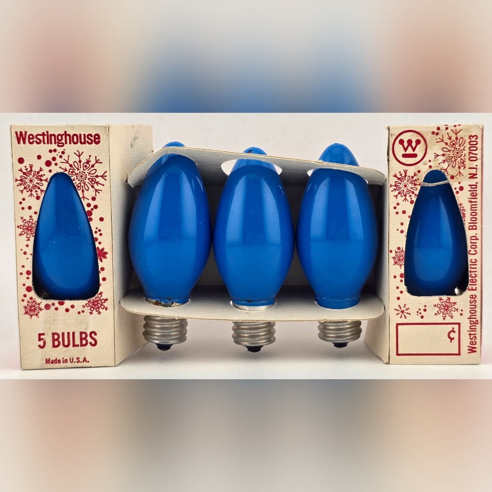 Vintage NOS 1960s Blue Westinghouse D14 C-9½ Christmas Bulbs Original Box - Picture 2 of 6